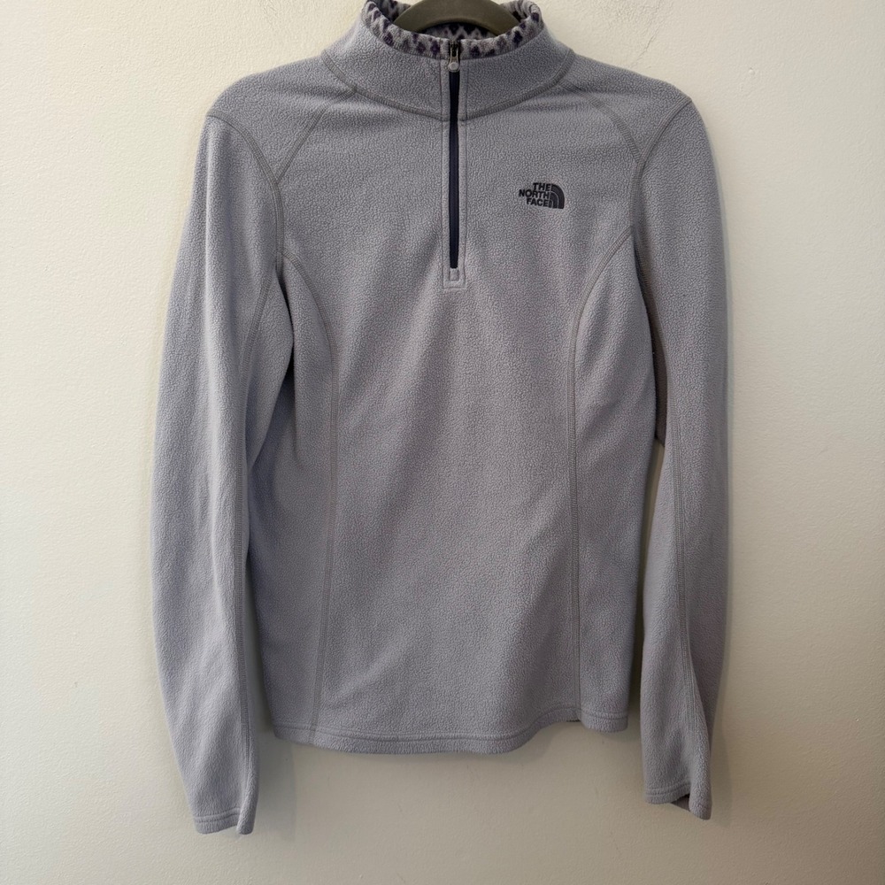 The North Face Womens Lavender Grey TKA 100 Quarter Zip Fleece Pullover Size M